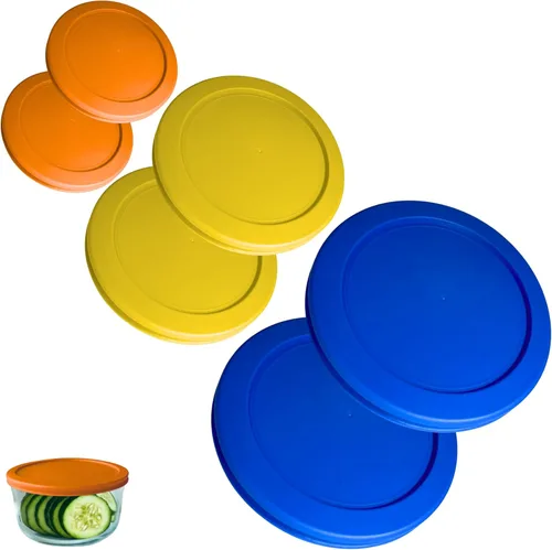 Miniatura 16 de Tapas/Cubiertas de repuesto naranja, azul, rojo de 2, 4 y 7 tazas para cuencos de almacenamiento Pyrex, Anchor Hocking y KlareWare *Solo tapas