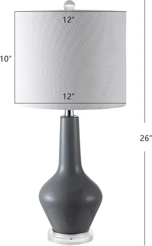 Miniatura 3 de SAFAVIEH Lighting Collection - Juego de 2 lámparas de mesa de terciopelo modernas y contemporáneas de cristal gris ahumado de 24 pulgadas para Gris