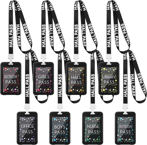 Tatuo Juego de 16 cordones para pases de pasillo, pases de tarjeta, pases verticales para baño, baño, regalo irrompible para profesores, enfermeras,