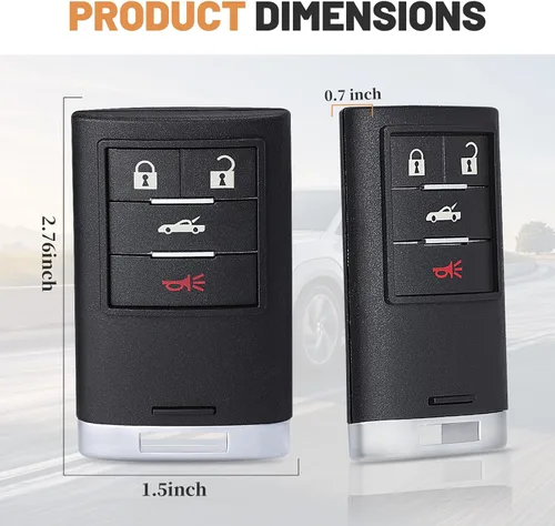 Miniatura 6 de Keyecu Llavero inteligente de repuesto de 4 botones para Chevrolet Corvette 2008-2013, ID de la FCC M3N5WY7777A, P/N: 25926479 25926480