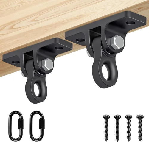 Miniatura 12 de Dolibest Colgador de columpio resistente, gancho giratorio de montaje en techo, soporte de viga de madera de rotación de 360°, sistemas de Anclaje