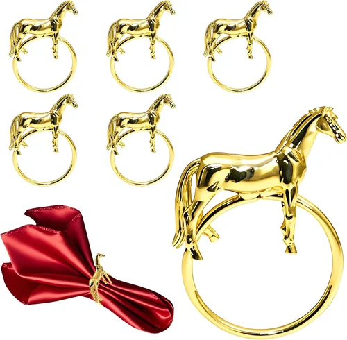 Miniatura 12 de Juego de 6 servilleteros de metal con diseño de abejorros dorados para jardín, boda, baby shower, cumpleaños, reuniones familiares, servilleteros