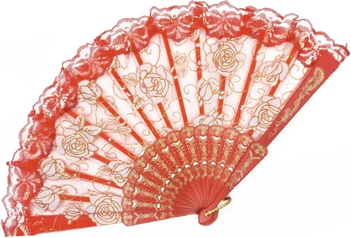 Miniatura 9 de EOSAU Abanicos plegables chinos de mano de encaje para mujer, plegables a granel para fiestas, bodas, iglesias, bailes (10 colores mezclados 01)