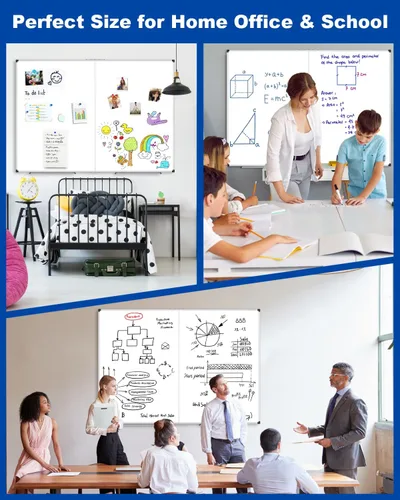 Miniatura 5 de XBoard Pizarra magnética de borrado en seco de 48 x 36 pulgadas, tablero blanco plegable de 4 x 3 pies para pared con bandeja de marcadores, marco
