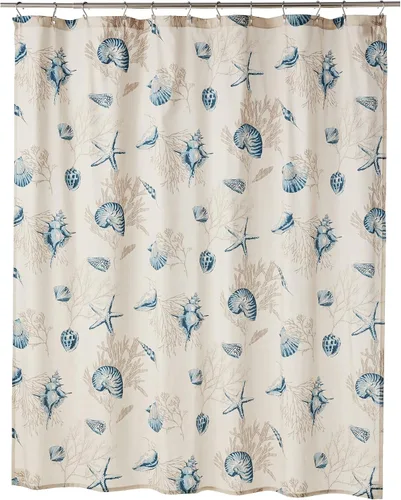 Madison Park Bayside - Cortina de ducha con estampado costero, 100% algodón, tela satinada, moderna, casual, decoración de baño para el hogar, 72 x