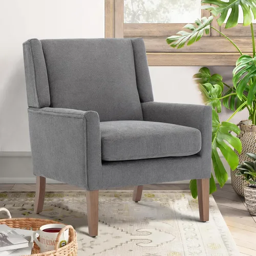 Miniatura 17 de COLAMY Juego de 2 sillas modernas con respaldo alto tipo wingback para sala de estar, sillón de acento tapizado en tela, silla de sofá individual