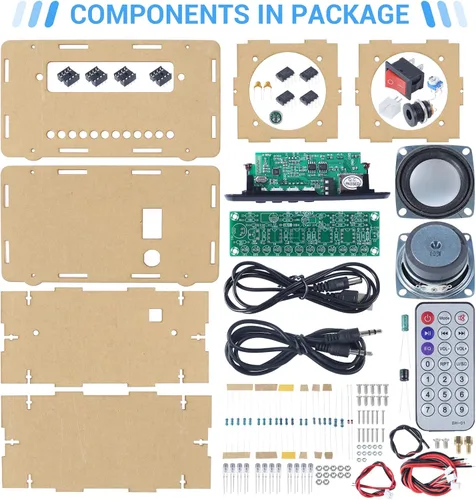 Miniatura 2 de MiOYOOW Kit de altavoz Bluetooth DIY con radio F, kit de práctica de soldadura electrónica, mini amplificador de sonido para el hogar, kit