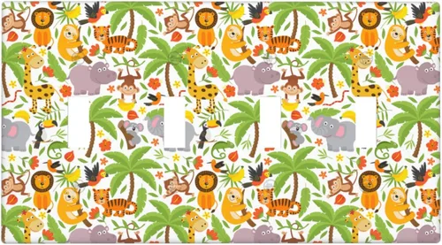 Miniatura 18 de Cubierta de interruptor de luz de animales de la jungla Tigre Koala Jirafa linda, cubierta de interruptor de pared de palanca única decorativa de 1