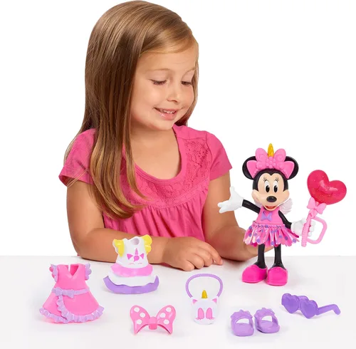 Miniatura 2 de Disney Junior Minnie Mouse Fabulous Fashion Doll Unicorn Fantasy, 14 piezas, juego de simulación, juguetes para niños de 3 años en adelante de Just