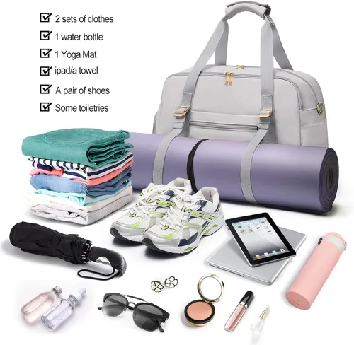 Miniatura 2 de Bolsa deportiva de gimnasio para mujer, bolsas de entrenamiento deportivas con compartimento para zapatos y bolsillo húmedo, pequeñas bolsas