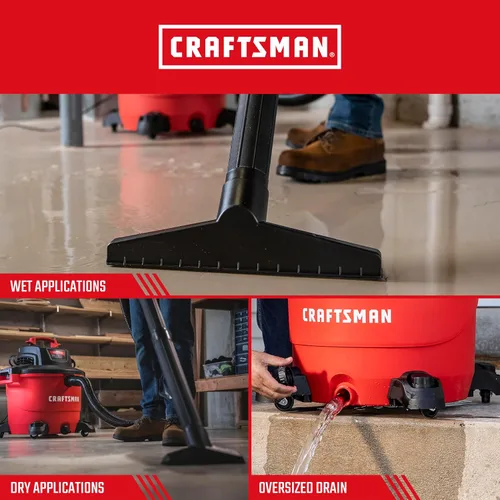 Miniatura 4 de CRAFTSMAN CMXEVBE18695 - Aspiradora Húmeda y Seca de 16 Galones 6.5 HP Pico, Aspiradora de Taller de Servicio Pesado Húmeda y Seca con Filtro