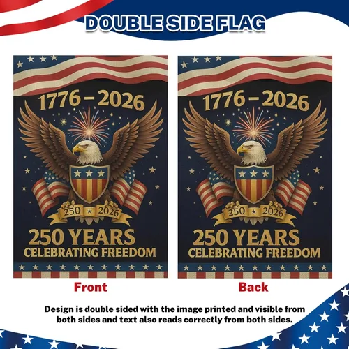 Miniatura 3 de Banderas de jardín con el 250 aniversario de Estados Unidos para exteriores, bandera de Estados Unidos del 250 aniversario 1776-2026, letrero