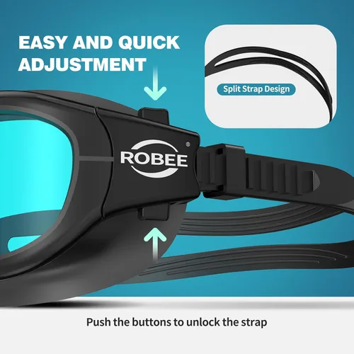 Miniatura 3 de Robee Gafas de natación, gafas de natación polarizadas para adultos, para hombres, mujeres y jóvenes, gafas de piscina de agua Azul Hawaii + Gorra