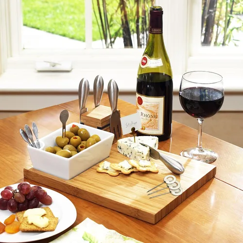 Miniatura 3 de NCAA Alabama Crimson Tide - Tabla de queso/charcutería con licencia oficial de bambú con juego de cuchillos y marcadores de queso por Picnic at Ascot