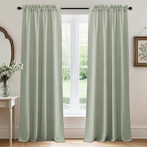 Miniatura 41 de RYB HOME Cortinas extralargas de 108 pulgadas de largo, transpirables con bolsillo para barra, cortinas traslúcidas blancas para sala de estar