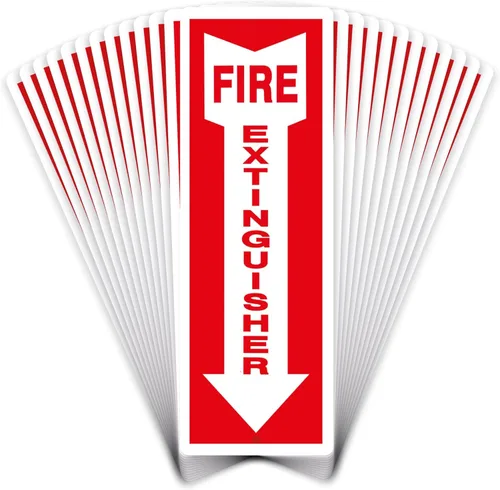 Olanzu Paquete de 12 letreros para extintor de incendios – 4 x 12 pulgadas – Plástico de alta calidad de 40 mil de grosor, laminado para máxima