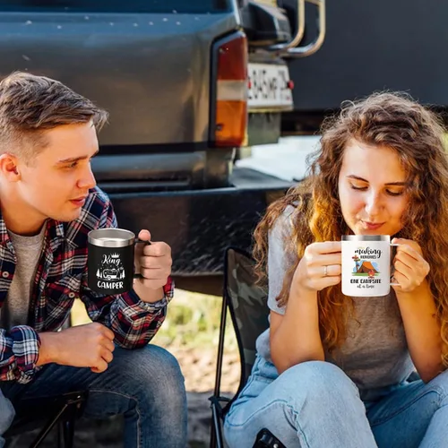 Miniatura 3 de Lifecapido Regalos de campamento para hombres, taza de café aislada King Of The Camper de 12 onzas, regalo de cumpleaños, regalo de Navidad, regalos