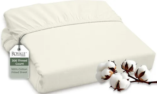 Miniatura 34 de ROYALE LINENS Sábana bajera ajustable de 300 hilos 100% algodón peinado de fibras largas, tamaño Queen, sábana inferior súper suave con bolsillo