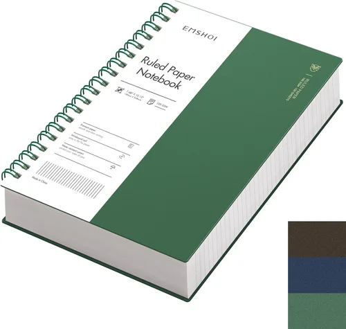 Miniatura 40 de EMSHOI Cuaderno de espiral A4 con rayas universitarias, 11.2" X 8.27", 300 páginas/150 hojas, páginas perforadas fáciles de rasgar, papel grueso