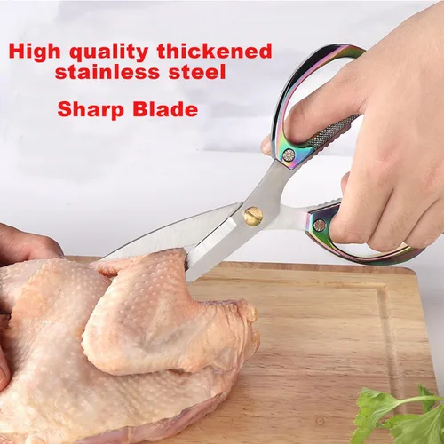 Miniatura 5 de Tijeras de cocina de acero inoxidable – Paquete de 2 tijeras de carne multiusos resistentes para aves de corral, cocina y preparación de alimentos