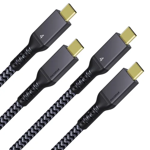 Maxonar Paquete de 2 cables Thunderbolt 4 de 4 pies, cable Thunderbolt de 240 W, sincronización de 40 Gbps, pantalla 8K/5K a 60Hz y para