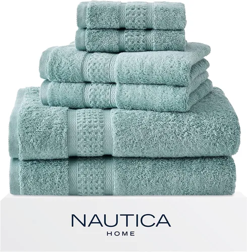 Miniatura 11 de Nautica Toallas de baño, toallas de algodón suave, juego de toallas de baño y manos, altamente absorbentes y de secado rápido, cero torsión, juego