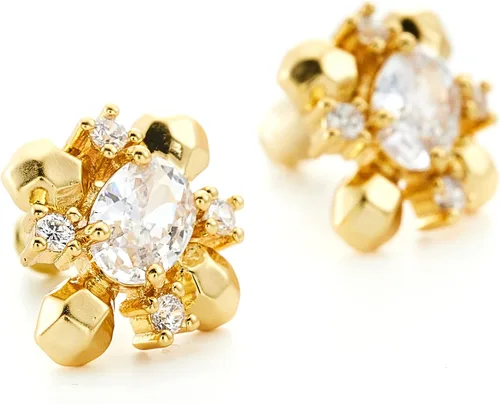 Miniatura 2 de C.Paravano Aretes de oro de 18 quilates Aretes de tuerca para mujer Aretes hipoalergénicos para mujer Aretes de tuerca con parte trasera plana