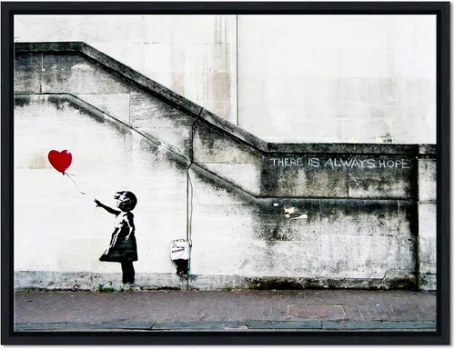 Miniatura 9 de Pyradecor Banksy Grafitti Girl with Red Balloon Grey Love Pictures Cuadros sobre lienzo, arte de pared moderno, impresiones en lienzo para sala