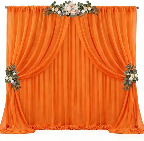 Miniatura 18 de Cortinas de fondo azul bebé de 10 pies x 10 pies, tela de gasa chiffon transparente sin arrugas, tela de fondo fotográfico drapeada para arco