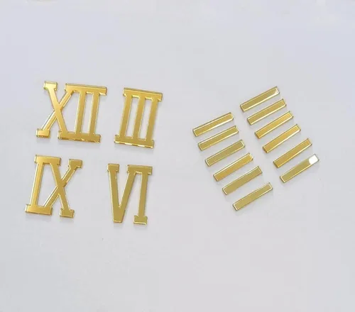 Miniatura 4 de Yuxuanish Números romanos acrílicos dorados brillantes, números (1.6 in) y guiones (1.2 in) para reloj de pared de resina epoxi, repuesto