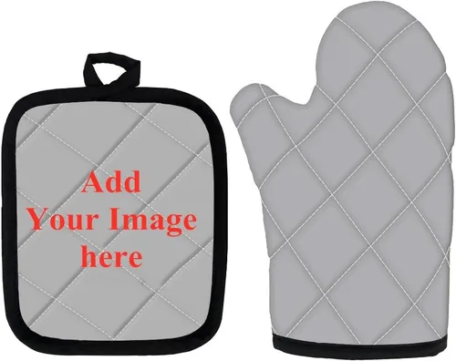 UNICEU Juego de 4 manoplas de horno personalizadas y soportes para ollas, decoración de cocina, guantes protectores personalizados para hornear y