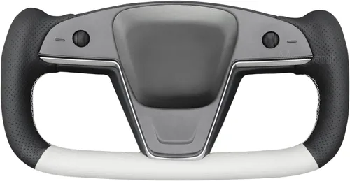 Miniatura 8 de MEWANT Funda para Volante de Coche de Fibra de Carbono Mate y Ante Cosida a Mano para Tesla Yoke Modelo S Plaid 2021-2023 / Modelo X 2021-2023