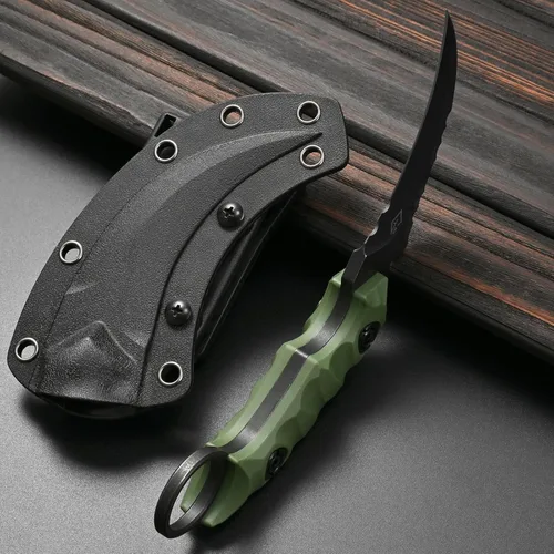 Miniatura 5 de Gtkii GTK691 Cuchillo de hoja fija de acero D2 con mango de fibra de vidrio de nylon y funda de Kydex para camping al aire libre, caza, senderismo