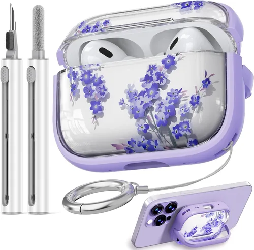 Miniatura 51 de Inesore Funda para AirPods Pro 3 2025 con cerradura, funda transparente floral para mujeres, compatible con Apple Airpods Pro de 3ª