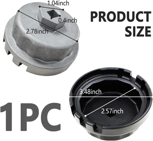 Miniatura 2 de Llave de filtro de aceite, 2.520 in, resistente, compatible con Toyota, Camry, Tundra, Lexus, Sienna, RAV4, Highlander, plata
