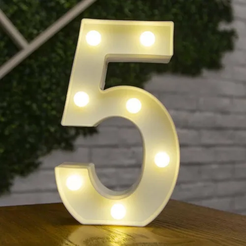 Miniatura 40 de anso Letras LED del alfabeto con números iluminados, letras de plástico blanco, decoración de pie de la A a la Z 0 ~ 9 (rosa corazón)