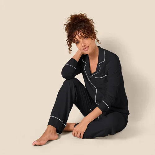 Miniatura 5 de Tienda Essentials - Conjunto de pijama de mujer con camisa de manga larga y pantalón largo de algodón modal