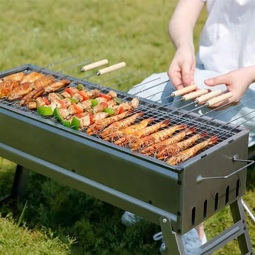 Miniatura 4 de Parrilla de carbón plegable al aire libre Parrilla portátil para jardín, camping, cenas familiares, parrilla de carbón portátil