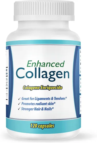 Miniatura 3 de Cápsulas de colágeno hidrolizado. Juego de 2 botellas. 240 cápsulas en total. Enriquecidas con vitamina C, biotina y ácido hialurónico. Apoya