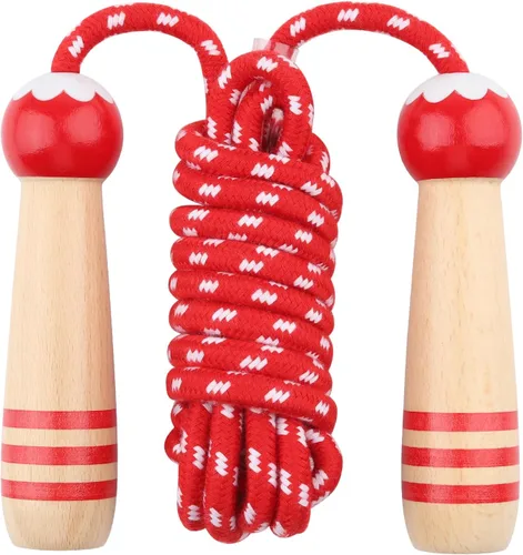Miniatura 9 de Cuerda de Saltar para Niños, Lorvain Cuerda de Saltar Ajustable, Cuerdas de Saltar para Niños con Mango de Madera para Niñas y Niños, Cuerdas