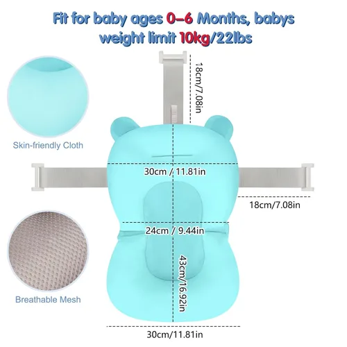 Miniatura 7 de Colorlife Asiento de Baño para Bebé con Malla de Apoyo, Cojín de Apoyo para Baño Infantil, Cómodo Ajustable Antideslizante de Tres Puntos para Baño
