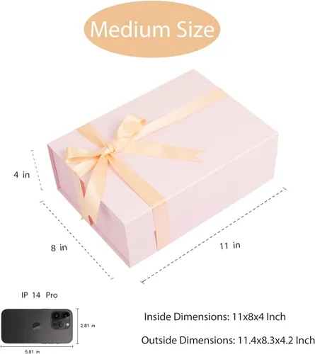 Miniatura 2 de Cajas de regalo rosas con tapas, caja de regalo plegable con tapa magnética, caja de regalo plegable con tapa magnética