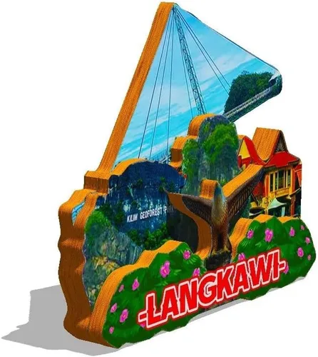Miniatura 2 de Imán de Malasia Langkawi para nevera de madera 3D, monumentos de viaje, coleccionables, recuerdos, decoración hecha a mano -615
