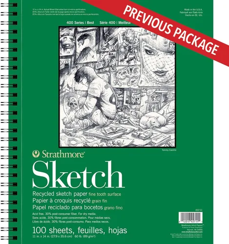 Miniatura 2 de Strathmore Bloc de bocetos de la serie 400, papel reciclado, 11 x 14 pulgadas, 100 hojas – Cuaderno de bocetos de artista para dibujo, ilustración