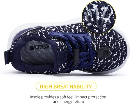 Miniatura 3 de BMCiTYBM Zapatos para niños y niñas, zapatos para caminar descalzos, de malla, transpirables, tenis sin cordones