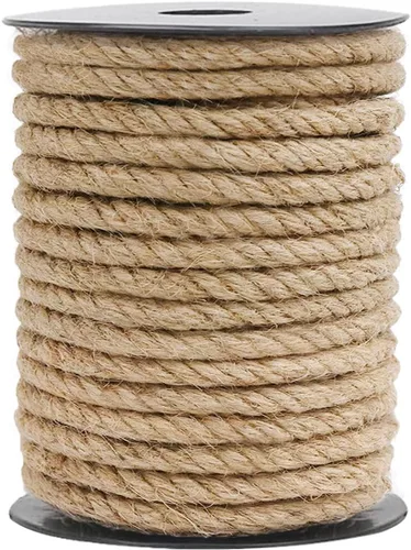 Cuerda de yute de 0.315 in de grosor y 49 pies de cuerda de cáñamo natural para manualidades, embalaje, decoración de artes, agrupación de