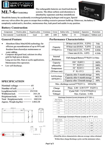 Miniatura 6 de Mighty Max Battery Batería de repuesto SLA de 6V 7Ah para Kid Trax SRT KT1108TG - 2