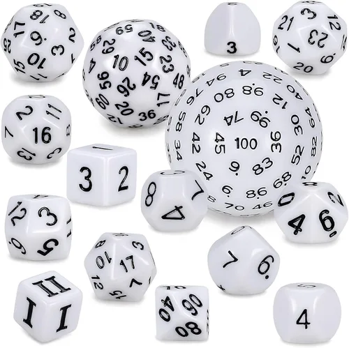 Miniatura 12 de CiaraQ DND - Juego de dados poliédricos (15 piezas) D4-D100 con bolsa de dados para juegos de mesa de rol de Calabozos y Dragones (negro y azul)