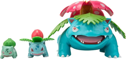 Pokémon Select Evolution Paquete de 3 – Cuenta con figuras de batalla Bulbasaur de 2 pulgadas, Ivysaur de 3 pulgadas y Venusaur de 12 pulgadas