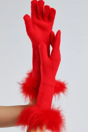 Miniatura 64 de Sahabowi Guantes de cuero para clima frío Manopla de lana cálida de invierno para mujeres